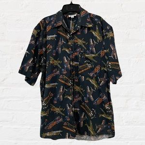 Vintage Smithsonian‎ Fighter Jet Short Sleeve Button up Shirt Men’s Sz Medium